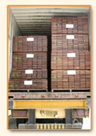 A fully loaded export container, packed with bundled stock.