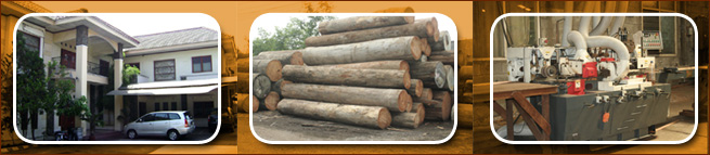 PT Kayu Merapi Internusa — office, log yard and sawmill machinery, Gresik.