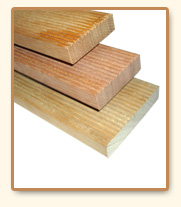 Kapur / Dark Red Meranti decking, single sided profile.