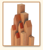 Profiled poles, pointed and blunt ends.